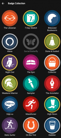 An example of a badge collection and what can be achieved at Audible